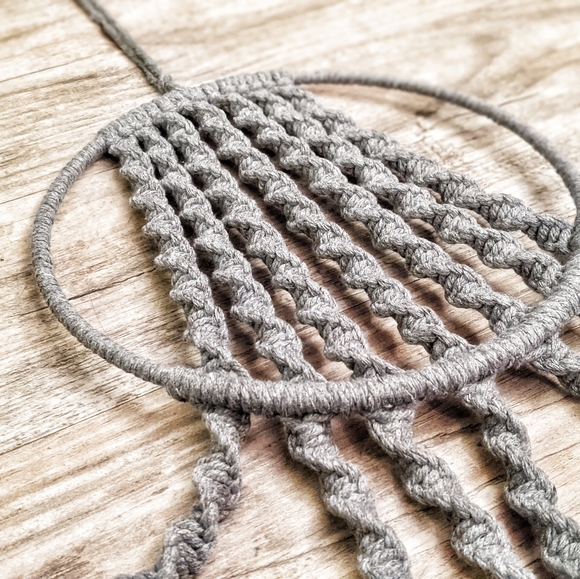 Charcoal Grey Boho Macrame Hanging Tapestry - Picture 5 of 11
